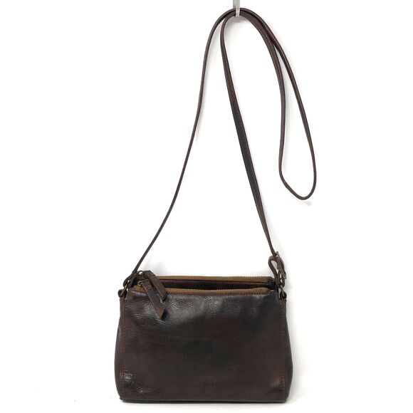 Margot New York Pebbled Leather Compact Cross Body Bag Cognac Brown Organizer - Picture 1 of 16
